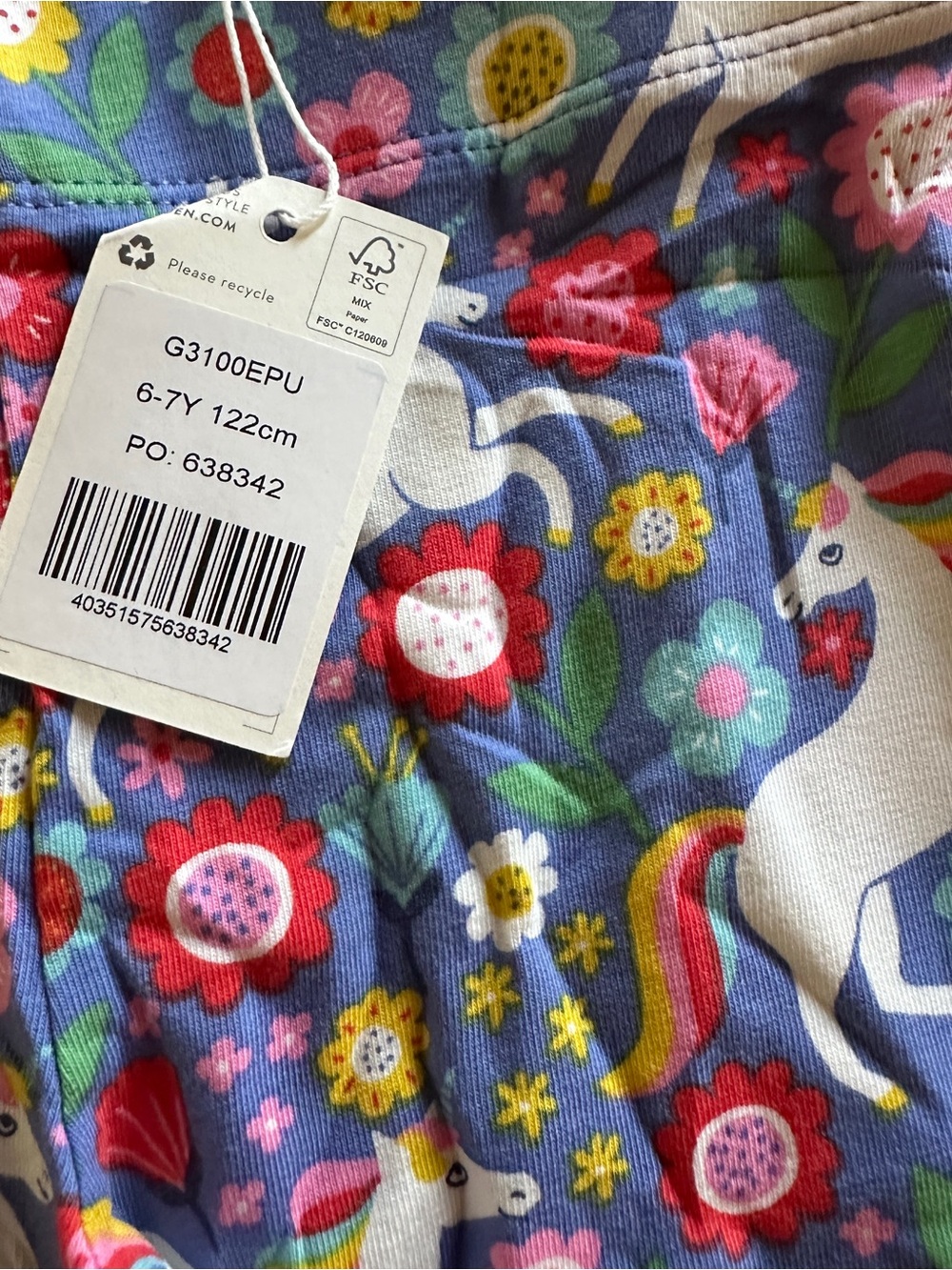 Mini Boden unicorn floral capri leggings nwt 6/7 - Picture 3 of 4